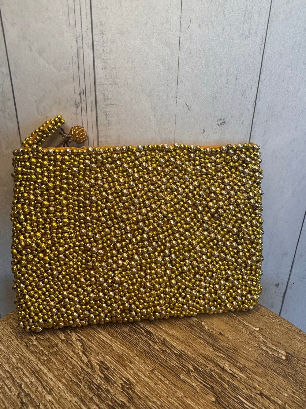Beaded Coin Purse Gold Wallet Sparkly Gold Pouch FAST SHIP Travel Bag NEW